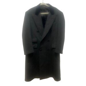 Polo Ralph Lauren Double-Breasted Wool Herringbone Overcoat Black Velvet Collar